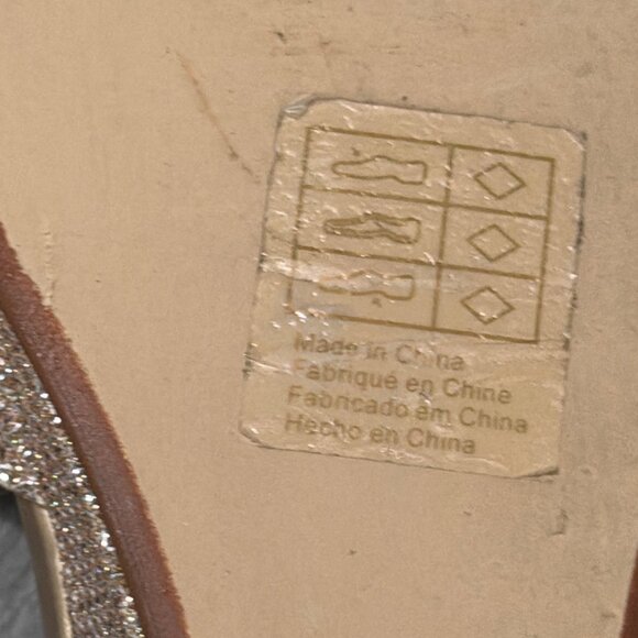 Benjamin Walk Sandals Womens 9.5M Gold Rhinestone Wedge Bridal Cocktail Holiday - Picture 15 of 15